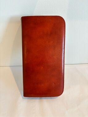Vintage mid century leather travel case grooming set toiletries West Germany